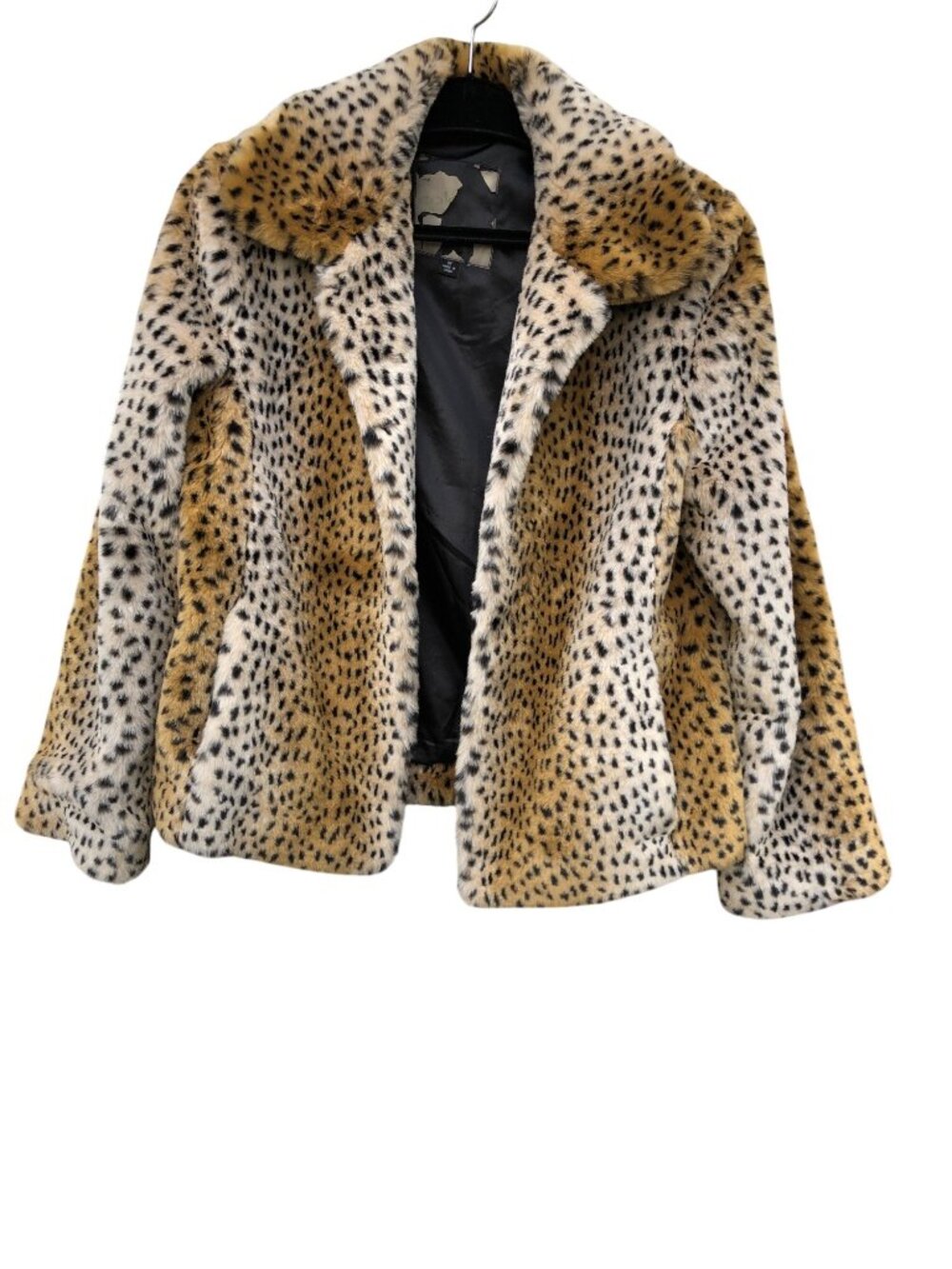 Cole B. Original Coat Cheetah Print Faux Fur Womens M Collar Pockets Jacket - Picture 10 of 12